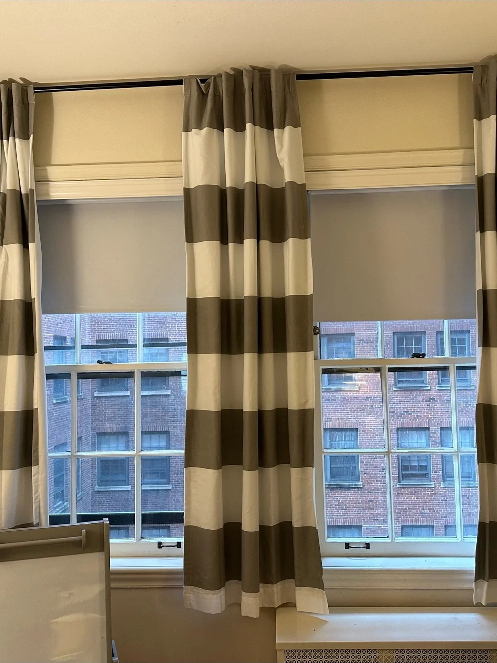 Pillowfort Gray/Taupe & White Striped Blackout Curtain Panels (3)